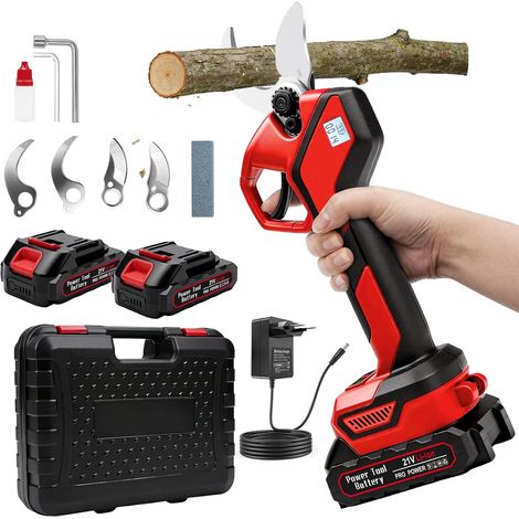 Secateur Electrique Sans Fil, 40mm Sécateur à Batterie Avec 2 x 2,0AH Batteries Et 600W Moteur Sans Balais, Coupe Branche Sans Fil SéCateur De Jardin Sur Batterie Pour Jardinage, Vigne, Arbre Fruitier (1/5)