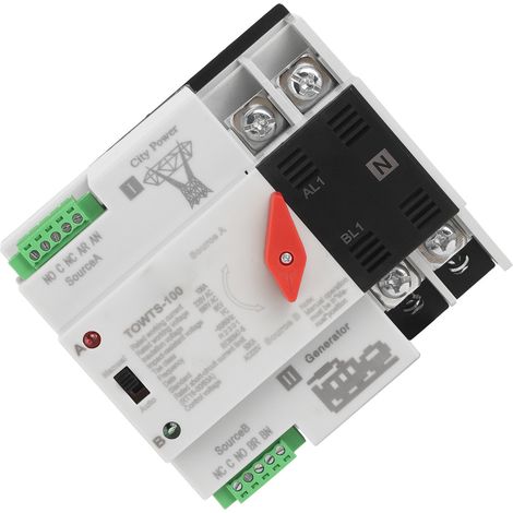 Automatischer 2-poliger 8-kV-100-A-Wechselstrom-Umschalter (220 V), Doppelstromschalter mit 2 Betriebsmodi, für Zuhause, Fabrik, Büro (1/5)