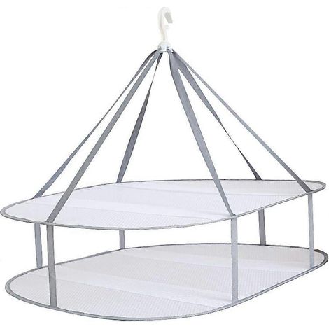 Séchoir à pulls suspendu, cintre pliable à 2 niveaux en maille pour pulls, vêtements délicats et maillots de bain (1/5)