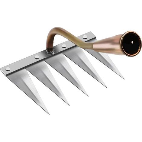 Râteau de désherbage en acier à haute teneur en carbone – 5 dents – Bord tranchant durable – Pour assouplir le sol et désherber efficacement (1/5)