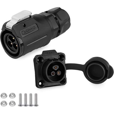 Connecteur étanche LP-16. Connecteur circulaire industriel IP67. Mâle et femelle. Boîtier en PBT à souder. (1/4)