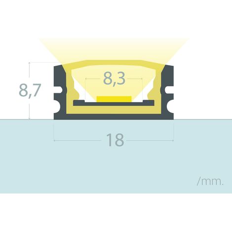 Profilo Alluminio Impermeabile IP65 Superficie 2m per Striscia LED fino a 8mm Nero 2 m Semitrasparente