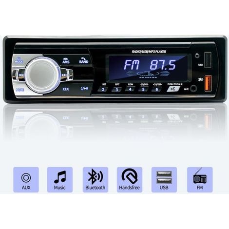 Autoradio Bluetooth 5.0 - - 1 Din - 7 Couleurs Éclairage - 4x65W