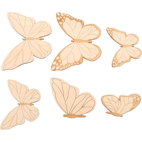 Ensemble de papillons en bois Healeved, décoration murale robuste et peignable avec ruban adhésif