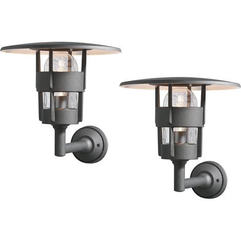 2er Set Außenwandleuchte / Laterne FREJA, Alu schwarz, Hausbeleuchtung modern (1/4)