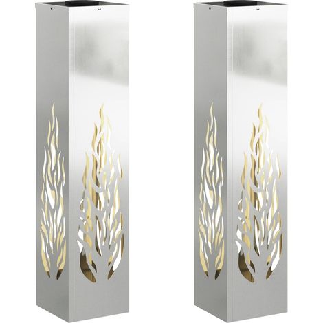 Maison Exclusive - Faro LED solare per sentieri 2 pcs Argento Acciaio zincato