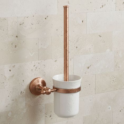 PaulGurkes Brosse WC en cuivre Nostalgie Accessoire de salle de bain fixation murale (1/3)