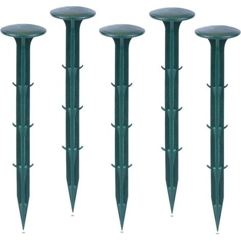 Piquets de fixation de jardin en plastique, pour fixer les matériaux de désherbage, protection UV (100 pièces, vert) (1/4)