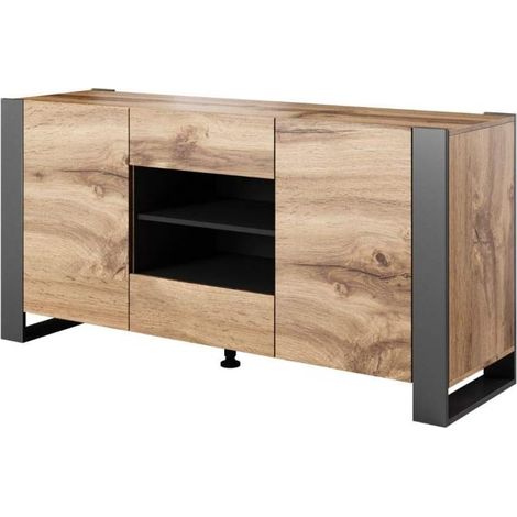Cómoda NUNKI 164 cm roble wotan / antracita (1/4)