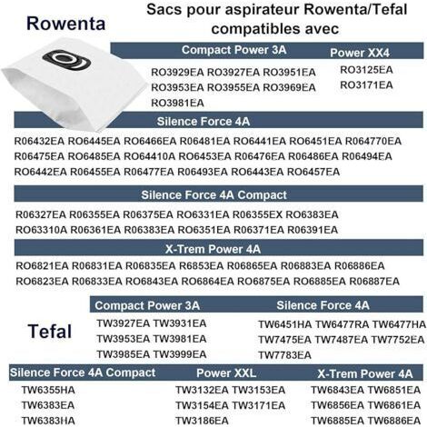 12 Remplacement Sac pour aspirateur Rowenta Silence Force Compact Power X-Trem Power ZR200720 ZR200520 Ro6864ea Ro6327 (1/4)