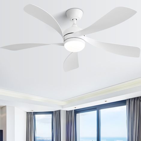 REDOM Ventilatore da soffitto con luce LED, telecomando a 6 velocità, funzione timer, ABS bianco (1/5)