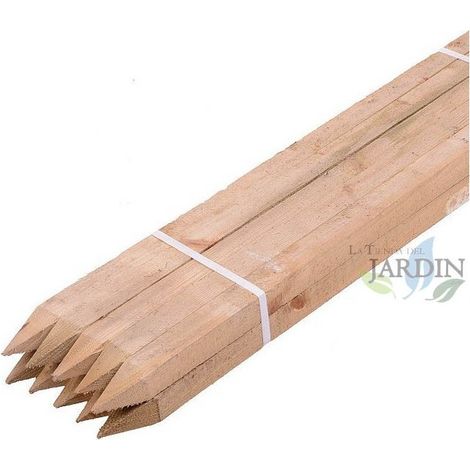 Suinga – Lot de 20 tuteurs en bois traité autoclave 180 cm – Poteaux carrés Ø 3 cm avec pointe – Pour arbres vigoureux et cultures rapides
