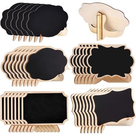 30PCS Mini Tableau Ardoise, Mini Tableau Noirs avec Support, Mini Tableau Bois Rectangulaire avec Chevalet pour L'école, Mariage et Fête (1/5)