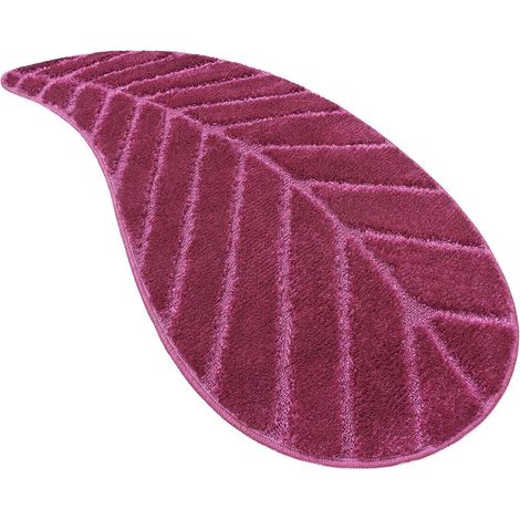 Tappeto Bagno Foglia Morbido Assorbente Camera Letto Scendi Doccia Antiscivolo 100% Made In Italy - Porpora