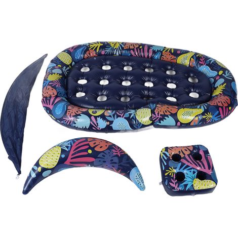 Bouée 3 en 1 pour piscine, transat multifonctionnel pour adultes avec auvent pare-soleil amovible et porte-gobelet pour les fêtes à la plage ou au lac. (1/5)