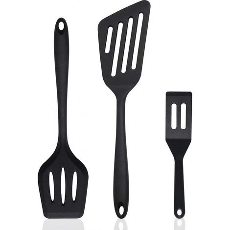 Spatules – Lot de 3 – Spatule en silicone – Set d'ustensiles de cuisine en silicone antiadhésif (spatule ajourée, spatule résistante à la chaleur, spatule à poisson, spatule de cuisine), pour ustensil (1/5)