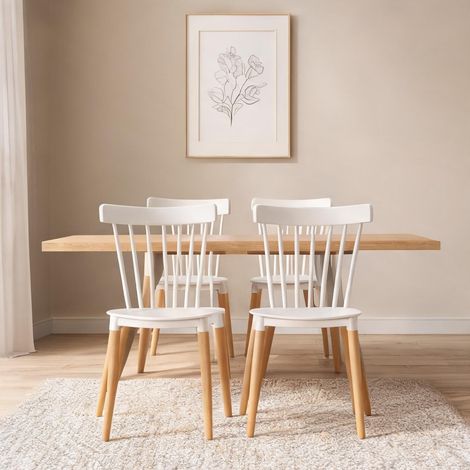 Chaise de salle à manger branco e Madeira 48 x 52,5 x 83 cm (1/5)