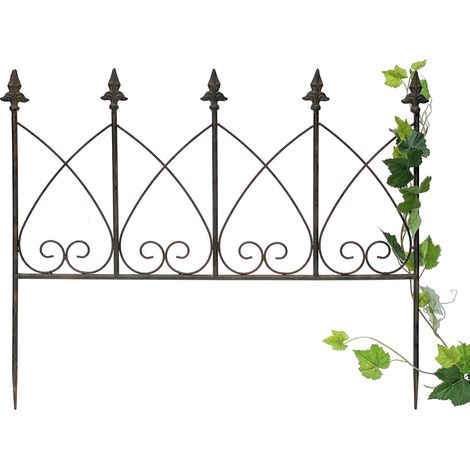 DanDiBo Rankhilfe Metall Blumengitter 60 cm Freistehend Rankgitter 96015 Steckzaun Kletterhilfe Stab Rost Imitat
