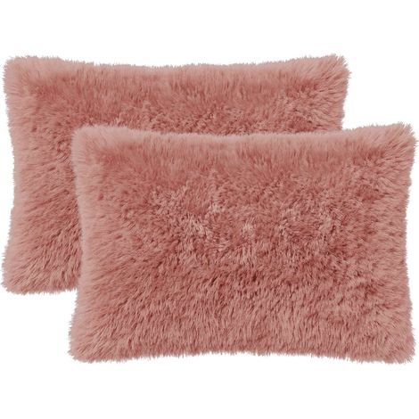 Housse de coussin 2 pcs HEERLEN Rose 50 x 75 cm Fleece PV