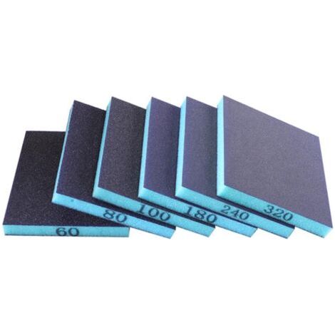 BUNTHAUS Lot de 6 éponges abrasives, 60/80/100/180/240/320, 6 spécifications différentes, lavables et réutilisables, Lot de Papier abrasif pour métal, Bois et Mur (1/5)