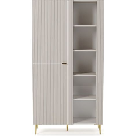 Vitrine 3 portes avec LEDs - Beige et doré - YESINIA (1/4)