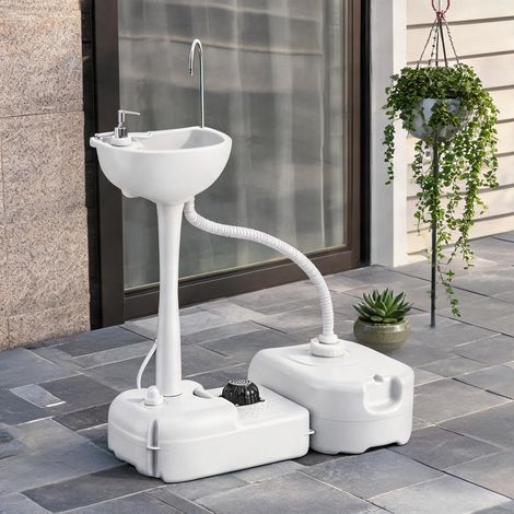 Lavabo de camping portable gris en plastique 83 x 50 x 103 cm (1/5)