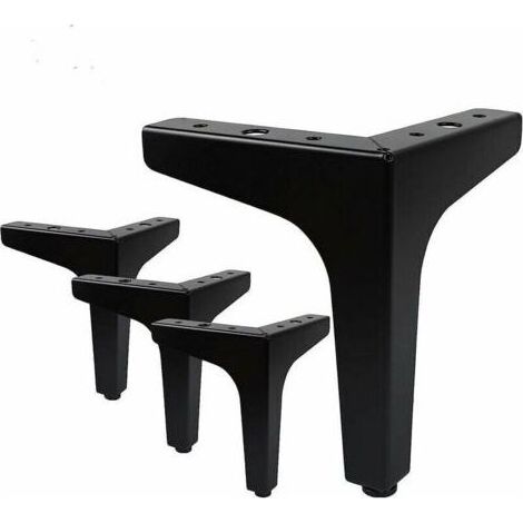 Lot de 4 pieds de meubles, pieds de table triangulaires en métal modernes, pieds de meubles en épingle à cheveux pour armoires, canapé, noir (17 cm) (1/4)