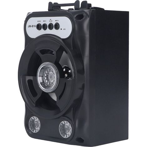 Mini enceinte Bluetooth portable noire avec basses puissantes et batterie intégrée, idéale pour les fêtes à la maison et les voyages. (1/5)