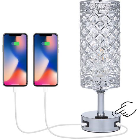 Tomshine Touch Control Bedside Lamp with Dual USB Charging Ports and 3-Way Dimmable AC Plug, Bedside Lamp for Bedroom, Living Room, Dining Room, and Office (Bulb Included) -- Trime (1/5)