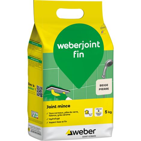 Weber Saint-Gobain Joints minces carrelage mural, Beige pierre, 5kg, Weberjoint fin (1/4)