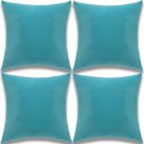 Housses de coussin décoratives en velours doux de qualité supérieure pour canapé-lit, lot de 4, bleu sarcelle, 45 x 45 cm (1/5)