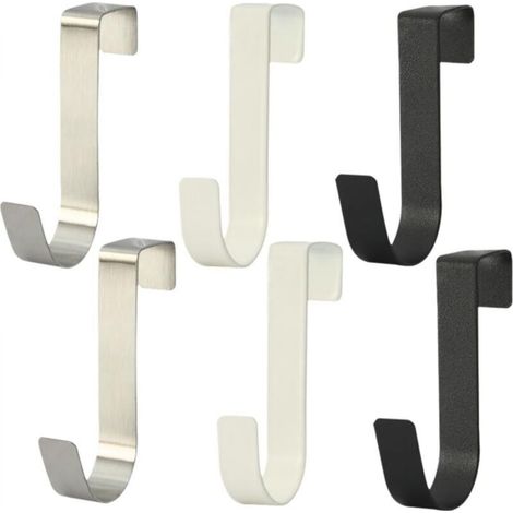 [NON UTILIZZATO] Set di 6 robusti ganci appendiabiti in acciaio inox per porte, guardaroba e finestre, non richiedono foratura, ideali per cappotti e asciugamani.