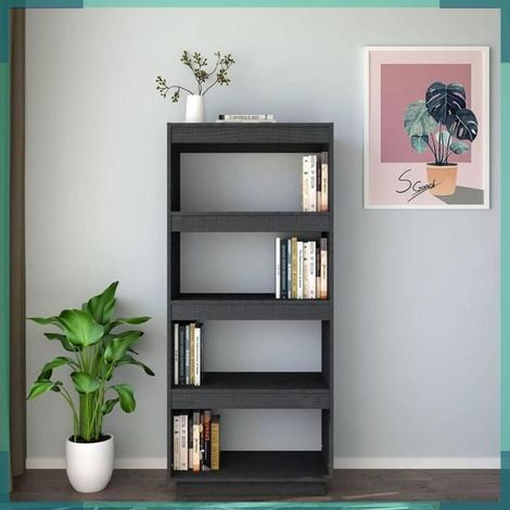 810871 Bibliothèque/Séparateur de pièce Gris 60x35x135 cm Pin massif (1/5)