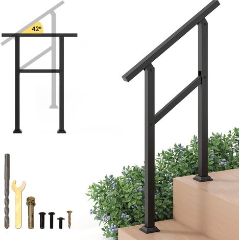 Pasamanos de escalera exterior ajustable 70 cm metal capacidad de 150 kg (1/5)