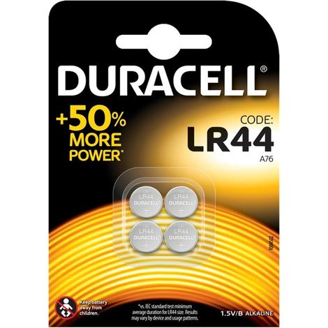 Piles boutons alcalines Duracell speciales LR44 lot de 4