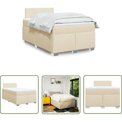 vidaXL Sommier à lattes de lit avec matelas crème 120x190 cm tissu