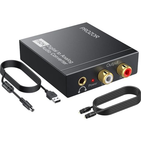 Convertisseur DAC Audio 192kHz Entrée Optique Coaxiale vers Sortie RCA 3.5mm pour Home Cinéma PC Gaming Casque (1/5)