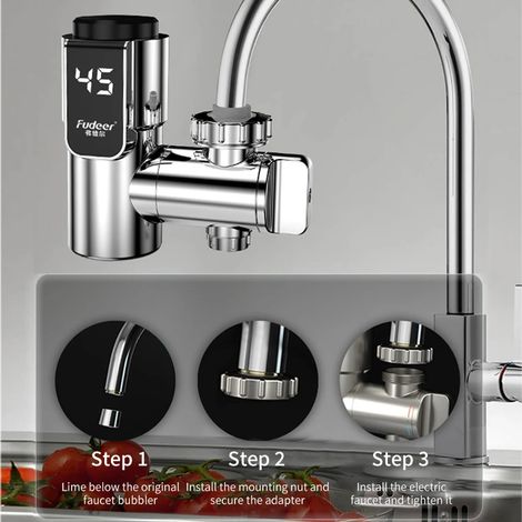 Conector de grifo de agua caliente eléctrico, adaptador de grifo de agua caliente instantáneo, instalación de calentador de agua sin tanque de 220 V y 3400 W