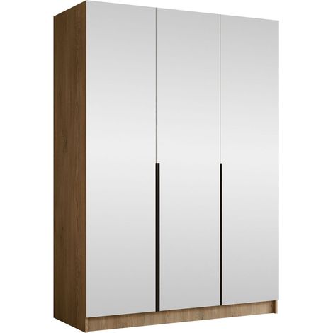 Armario Closico Decoron III, Luminoso madera + Negro, 215x150x58cm, Puertas de armario: Con bisagras, Número de estantes: 0
