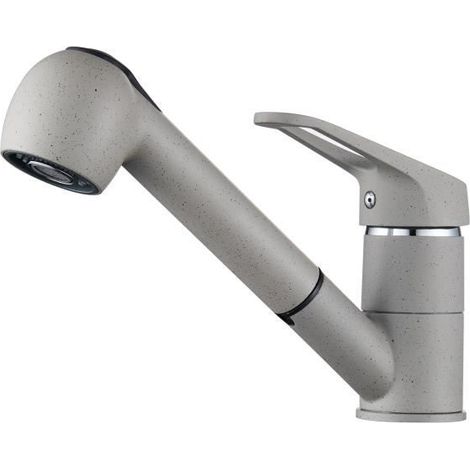Robinet de Cuisine Rotatif 180° Mitigeur Cuisine Gris avec Douchette extractible, 2 Modes Jet et Aérateur démontable (1/5)