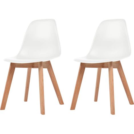 vidaXL Chaises à manger lot de 2 Blanc Plastique (1/5)