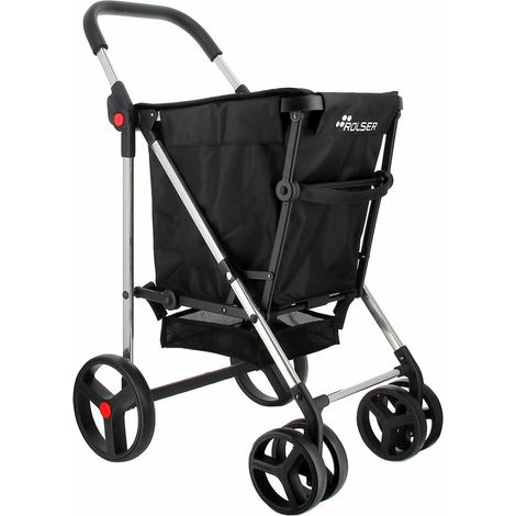 Trolley Rolser Basket MF 4 ruote grandi 2 girevoli pieghevole - Nero (1/5)