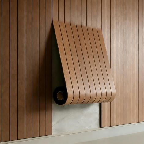 Panneaux en placage bois autocollants, 1,2 m² - 1 pièce 300 x 40 x 0.3 cm Panneaux muraux 3D aspect bois,Salon, bureau,couleur chêne (1/5)