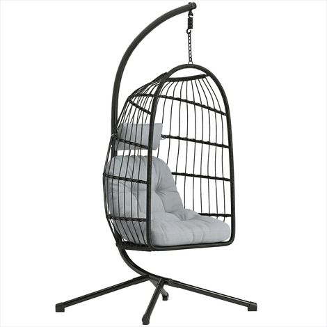 Mobilier de jardin en rotin Fauteuil œuf suspendu pliable gris (1/5)