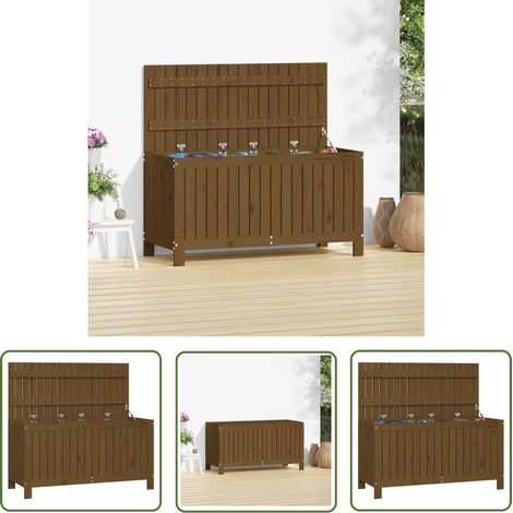 The Living Store Boîte de rangement de jardin Marron miel 115x49x60 cm Bois pin - Boîte De Rangement Jardin - Coffre De Jardin - Rangement Exterieur - Meuble De Jardin - Bois De Pin (1/5)