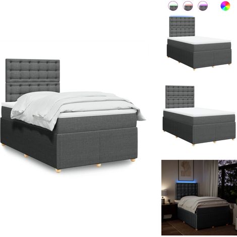 Sommier à lattes de lit avec matelas Gris foncé 120x200cm Tissu - Sommier À Lattes De Lit - Sommiers À Lattes De Lit - Lit - Meuble De Chambre À Coucher (1/5)