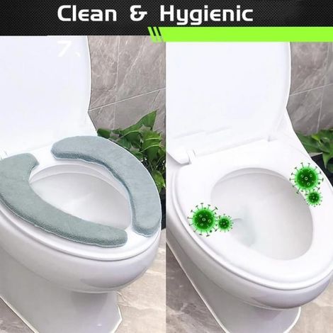 Housse de siège de toilette moelleuse - - Lot de deux pièces - Taille universelle - 36,5x10x2 cm - Lavable (1/4)