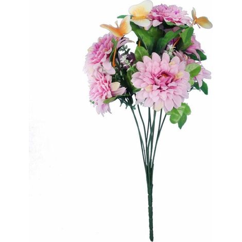 Strauß aus lila Gänseblümchen mit dekorativen Schmetterlingen – Blumendekoration 40 cm (1/3)