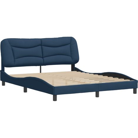 Cadre de lit sans matelas Hvar bleu 160x200 cm tissu vidaXL (1/5)