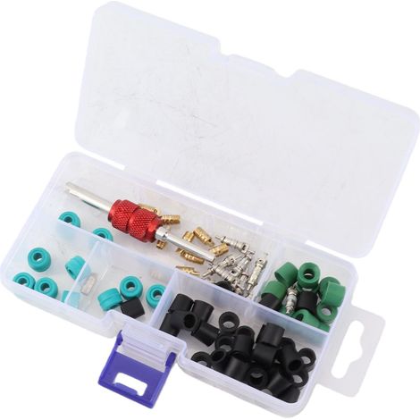 71pcs Air Condition Réparation Réfrigération Valve Remover Installer Kit Universel Climatisation Recharge Tuyau Adaptateur Assortiment de Valve Tuyau Joint (1/5)
